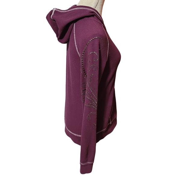ARIAT Hoodie Sweatshirt Womens Large Purple Rhinestone Embellished Bling Y2K - Picture 6 of 11